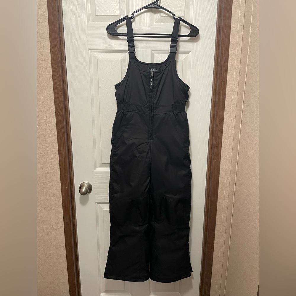 LL Bean Snowpants Youth Size 12 Cold Buster Snow Snowmobile Bibs Ski Pants Black